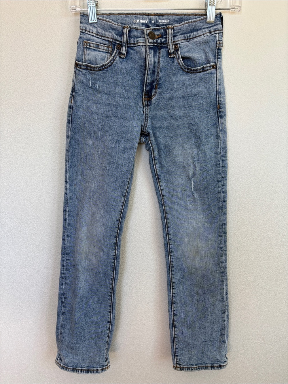 Old Navy Boys Straight Built-In Flex Jeans Size 10 Light Wash Adjustable Waist